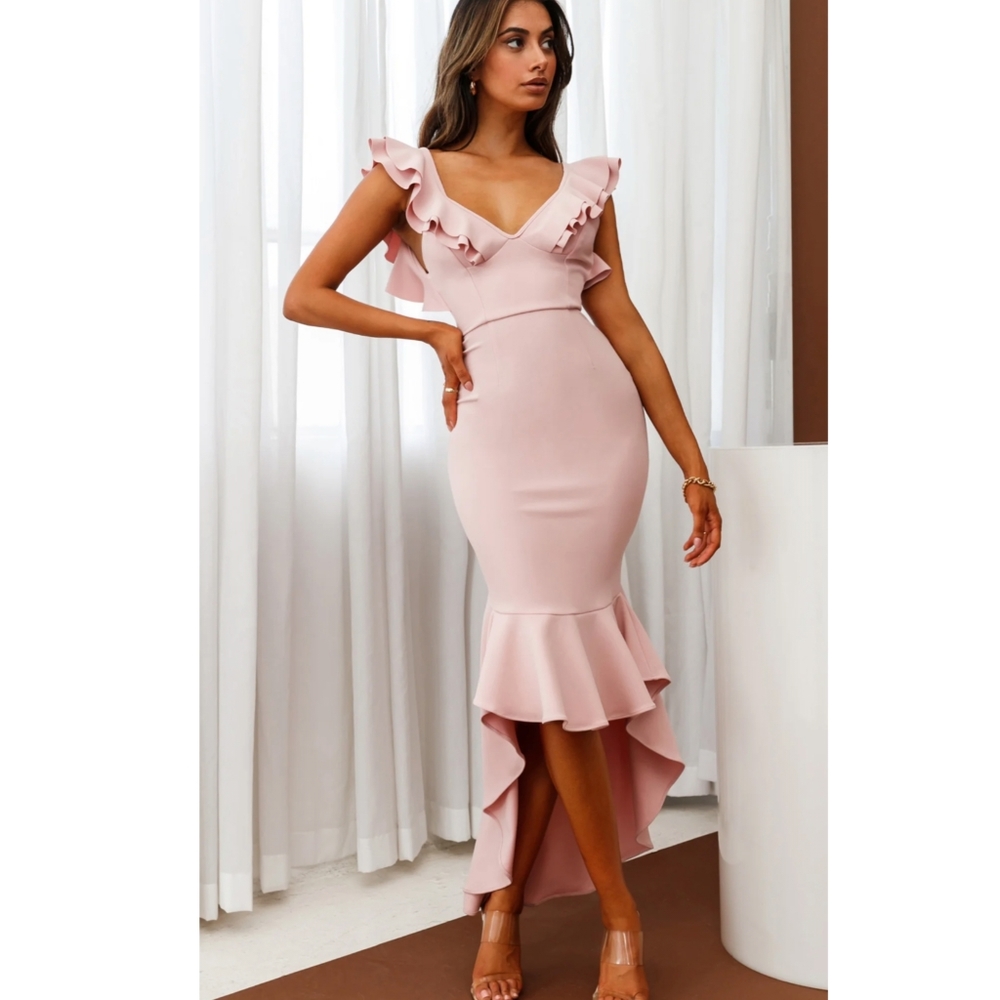 NEW selfie leslie ruffle high low dress